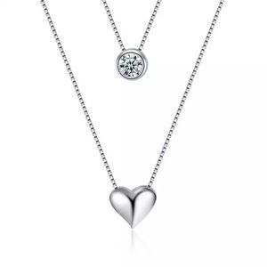 Sterling Silver heart/Cz stone necklace